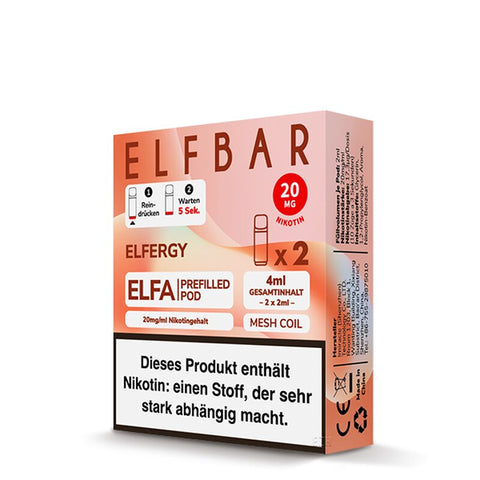 Elf Bar ELFA Prefilled POD 2ml Mehrweg E-Shisha - Elfergy 2er Pack