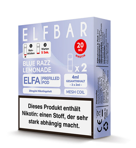 Elf Bar ELFA Prefilled POD 2ml Mehrweg E-Shisha - Blue Razz Lemonade 2er Pack