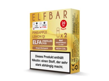Elf Bar ELFA Prefilled POD 2ml Mehrweg E-Shisha - Pineapple Lemon QI 2er Pack