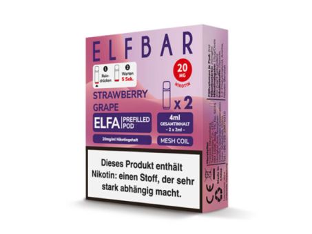 Elf Bar ELFA Prefilled POD 2ml Mehrweg E-Shisha - Strawberry Grape 2er Pack