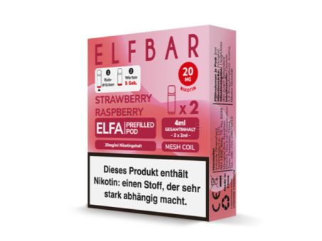Elf Bar ELFA Prefilled POD 2ml Mehrweg E-Shisha - Strawberry Raspberry 2er Pack
