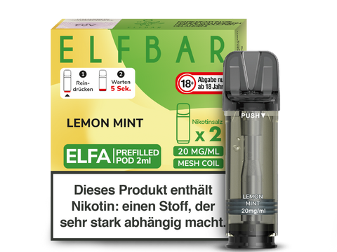 Elf Bar ELFA Prefilled POD 2ml Mehrweg E-Shisha - Lemon Mint 2er Pack